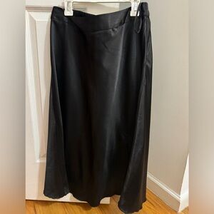 Black Satin midi skirt